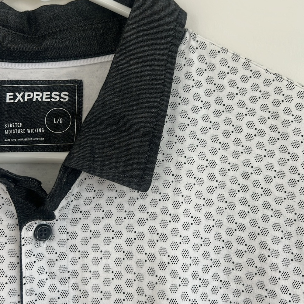 Express Black and White Polo Shirt with Modern Design